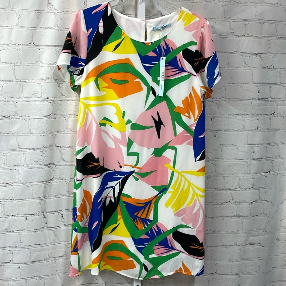 She + Sky NWT bright colored tropical leaves shift dress size small
